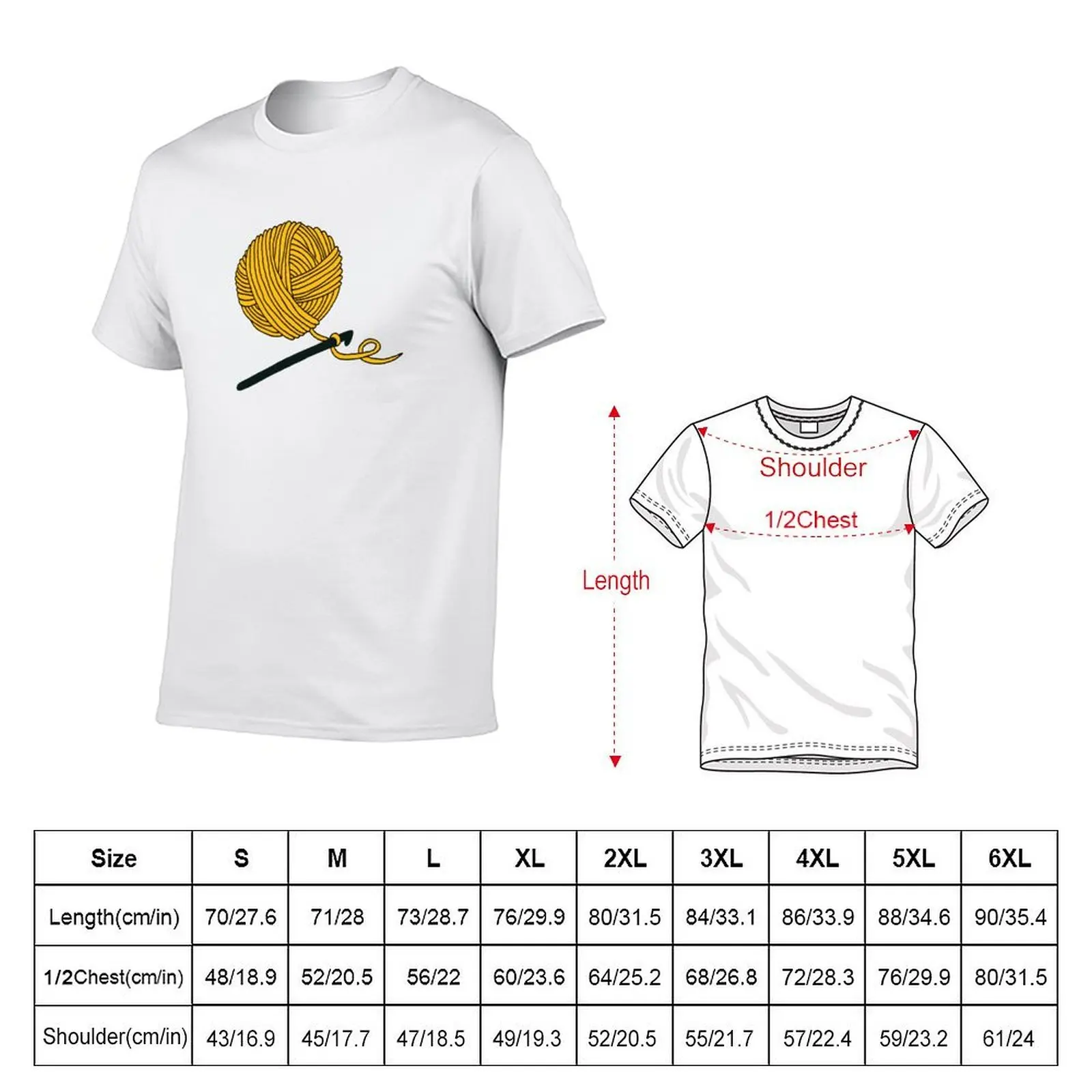 Hobby Illustrations: Yellow Orange Crochet T-Shirt Work Wear Short Sleeve T-Shirt