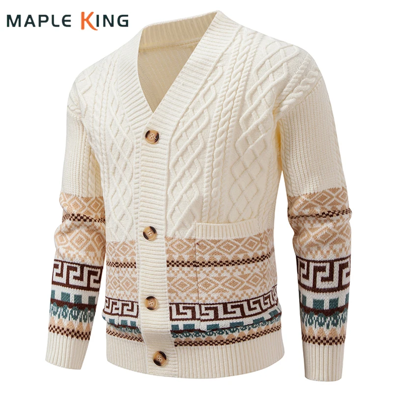 

Autumn Winter 2025 Cardigan Sweaters for Men Jumper Warm Sueter Masculino Vintage Christmas Man Luxury Knitted Sweater Coats 4XL