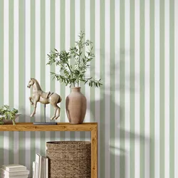 Stripe Pattern Wallpaper Peel and Stick, Geometric Modern Green Stripes Wall Mural, Interior Room Wall Decorative  Wallpaper