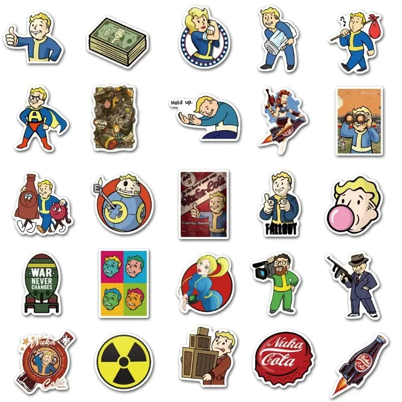 50pcs Fallout Cartoon Graffiti Stickers Laptop Luggage Mobile Phone Water Cup Guitar Motorcycle DIY Decorative Stickers