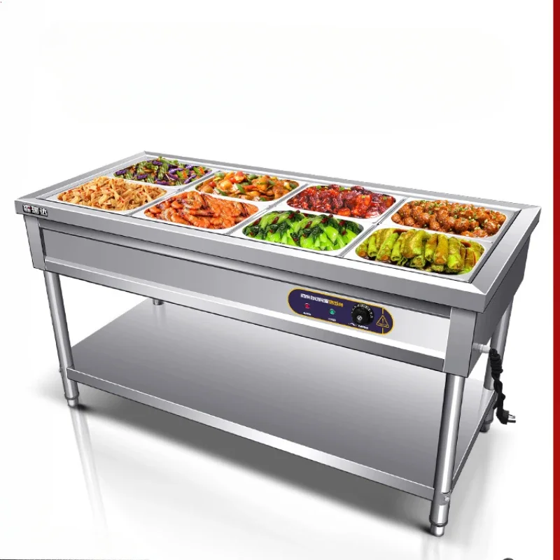 Fast food insulation table Stainless steel electric heating soup pool Self-service meal table dining car