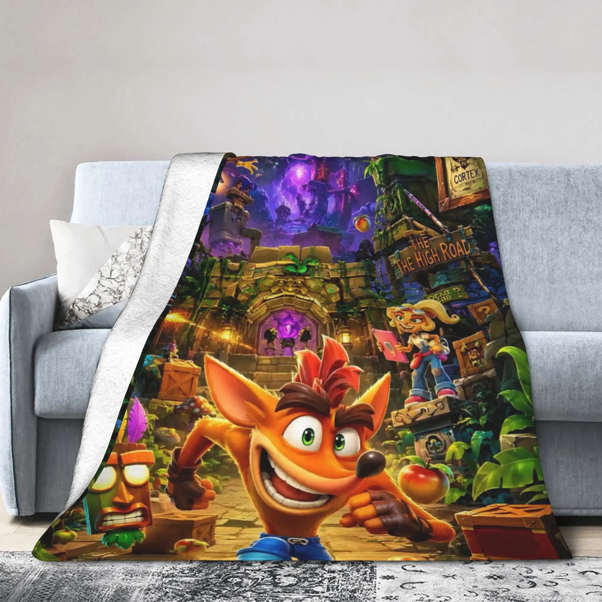 Crashed Game Bandicoots Blanket Fleece Aku Ultra-Soft Throw Blankets for Outdoor Travel Bedspread