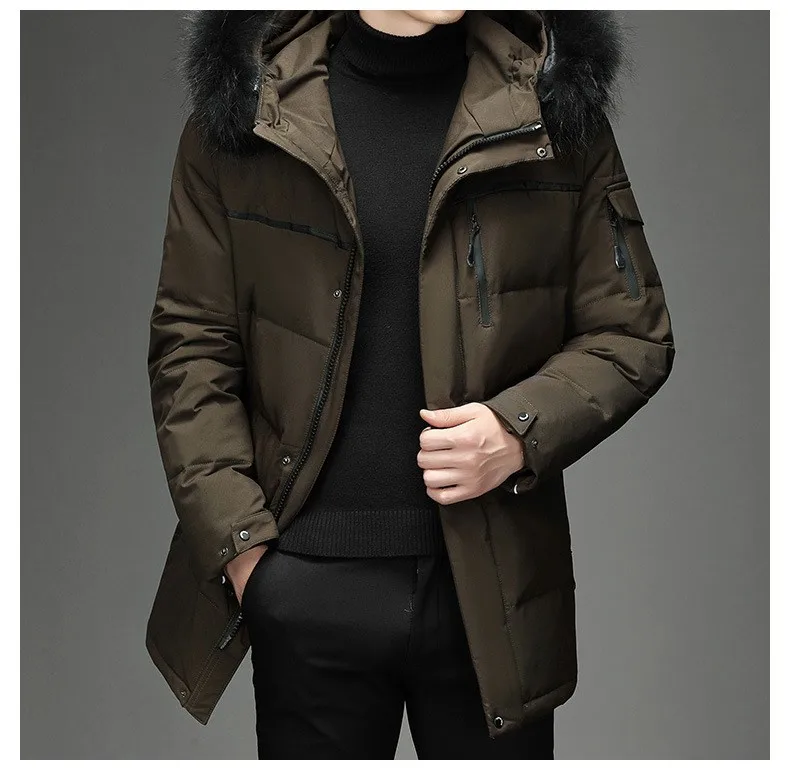 Style Hooded Jacket Short Length Casual with Windproof Wrinkle Finish Zipper Closure Thickened Regular Length Winter for Men