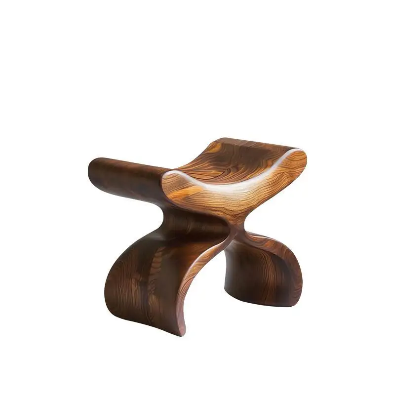 design sense, high-end solid wood low stool, antique style in the living room, log small stool, creative shoe changing stool