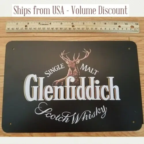 Letrero de Metal de Whisky Glenfiddich, Letrero de Aluminio Retro de Whisky