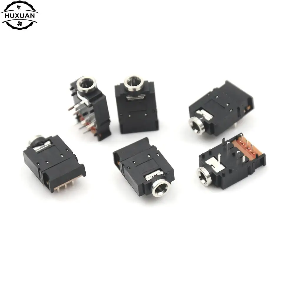 5Pcs PJ-307 3.5mm Stereo Audio Jack Socket 3.5 Dual Track Headphone Connector 8Pins with switch