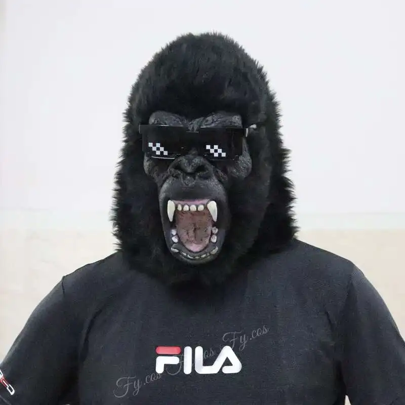 Orangutan Plush Head Cover Animal Mask Full Face Cosplay Gorilla Monkey Activity Performance Clothes Halloween Costume for Men