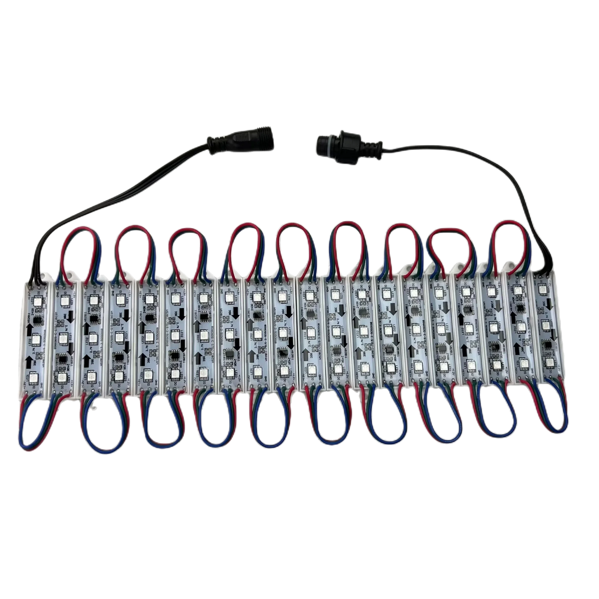 20pcs/string DC12V WS2811 smart LED RGB full color pixel module,IP68,0.72W;with xConnect/13.5mm pigtail