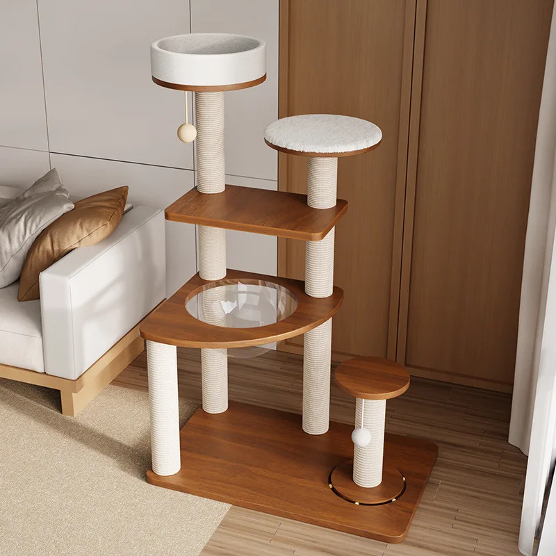Picture 5: Cat climbing frame bed integrated solid wood space capsule pillar vertical