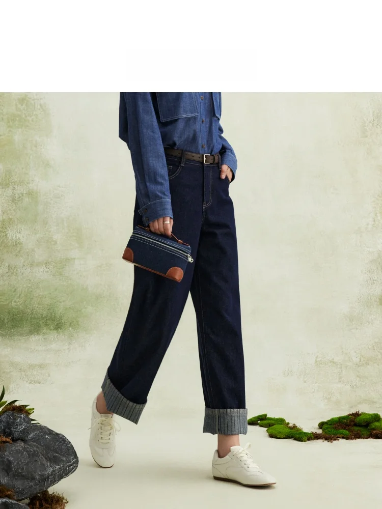 

LIHAN Spring 2026 Commute Pure Cotton Denim Nine-Piece Women's Workwear Pants l Waist Straight Leg Medium Stretch