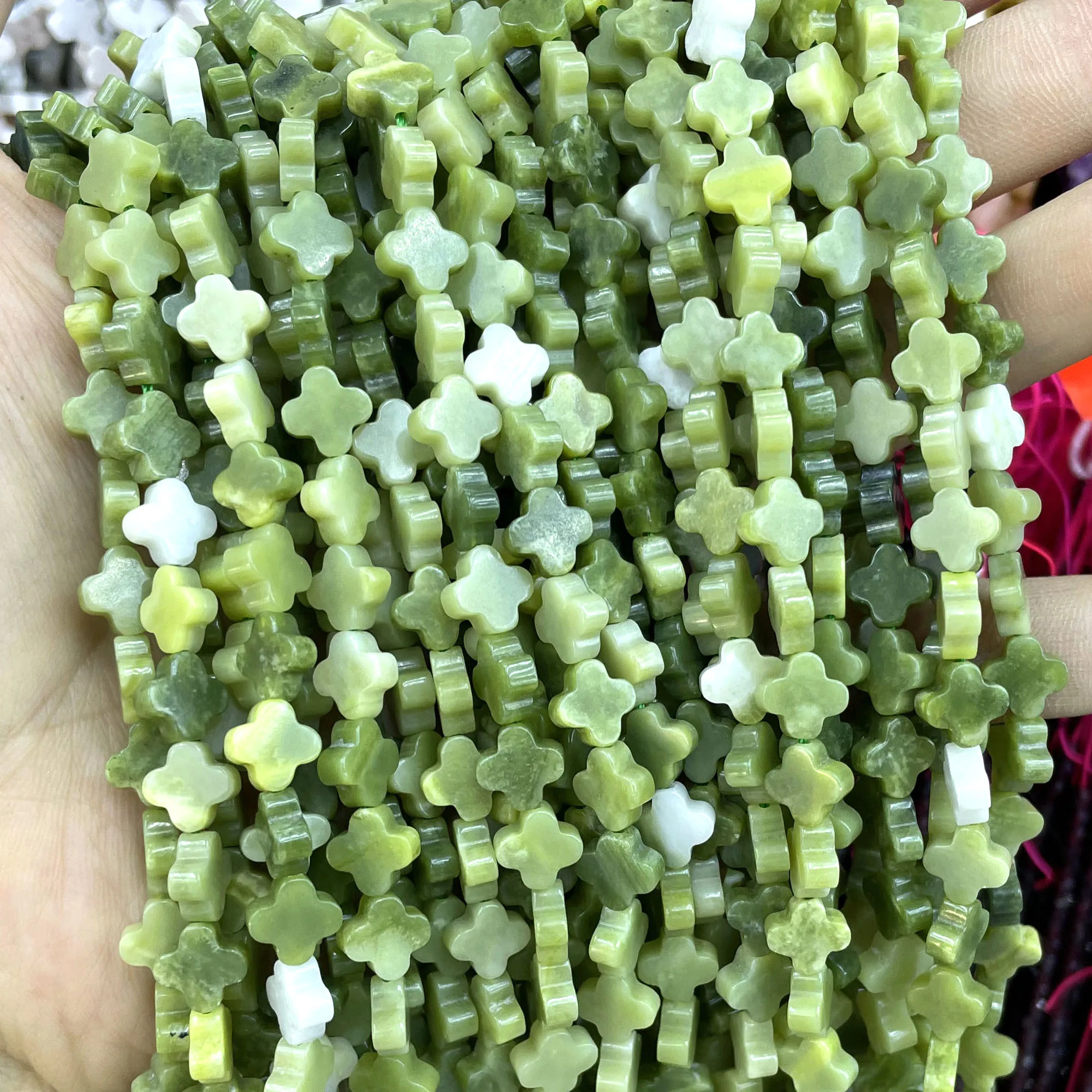 8MM Natural Stone Clover Shape Turquoises Lapis Lazuli Jades Loose Spacer Beads For Jewelry Making DIY Bracelet Accessories
