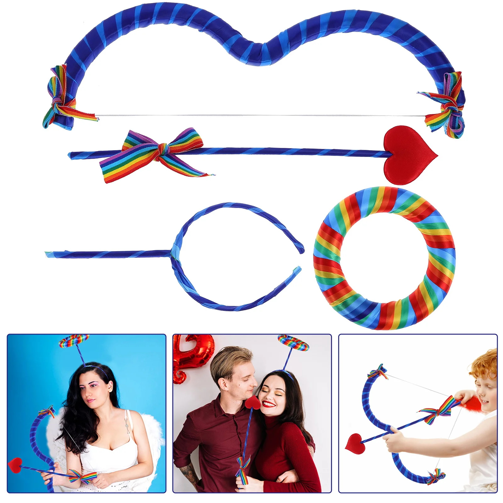 

Cupid Bow Arrow Headband Set Safe Durable Foam Material Reusable Valentine Cosplay Party Props Cupid Dress Up Prop