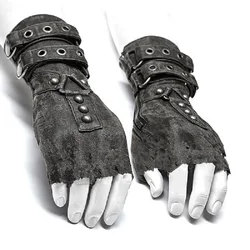 Motocycle Gloves Gothic One Pair Mens Black Brown Colours Fingerless Gloves Steampunk Military Dieselpunk Hand Accessories