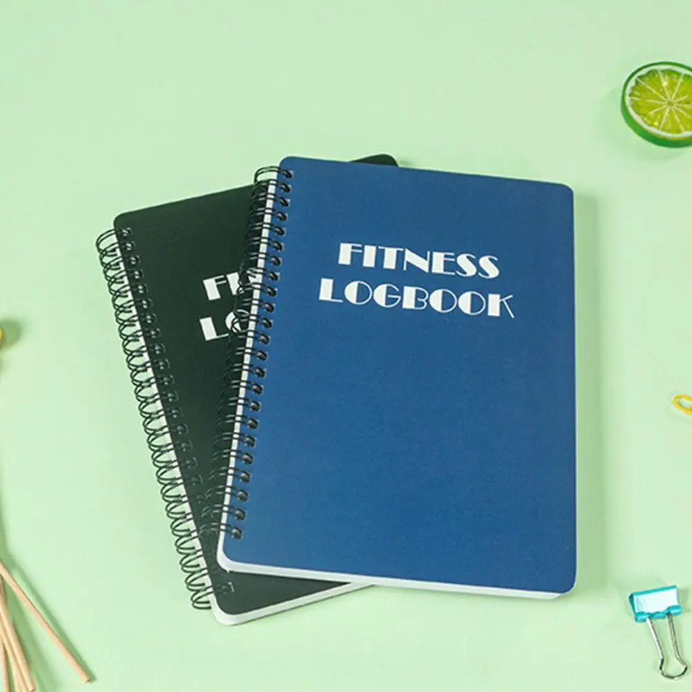 English Interior Fitness Logbook Hard Cover 142P Fitness Plan Book Well-designed Paper A5 Planner Log Notebook Daily Clock