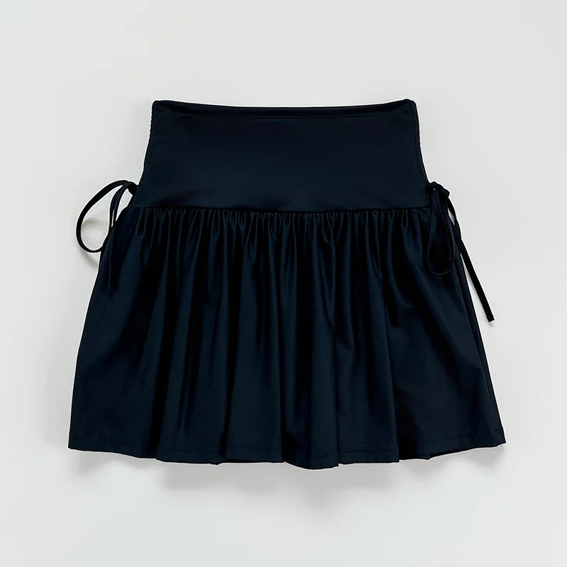 新款女性褶皱网球健身瑜伽连衣裙，快速干燥设计，抽绳和系带调节