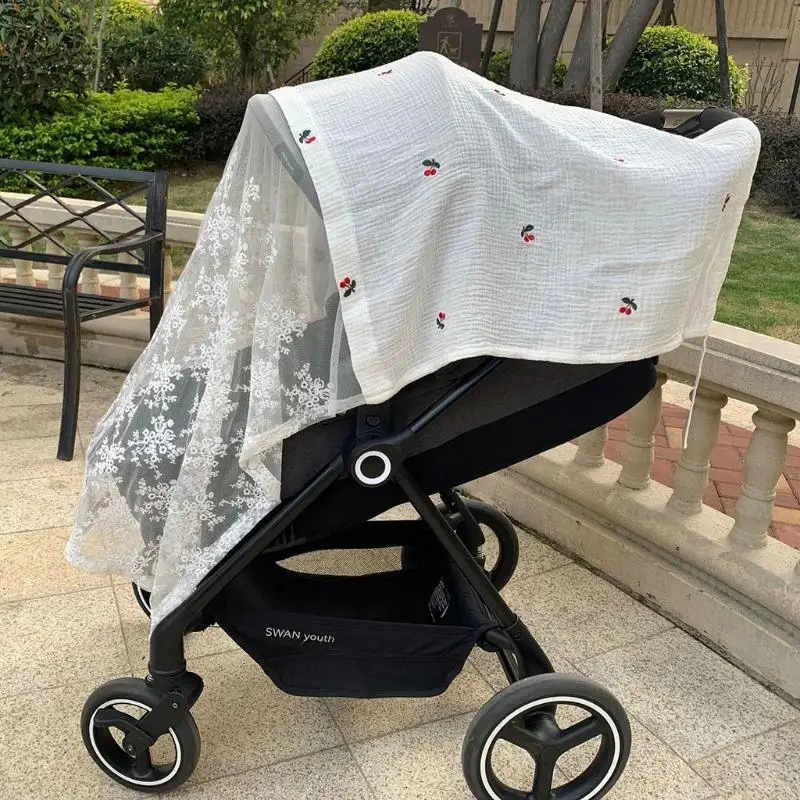 54DF غطاء عربة الطفل تنفس شبكة البعوض صافي الشاش ظلة الزجاج الأمامي واقية من الشمس الستار
