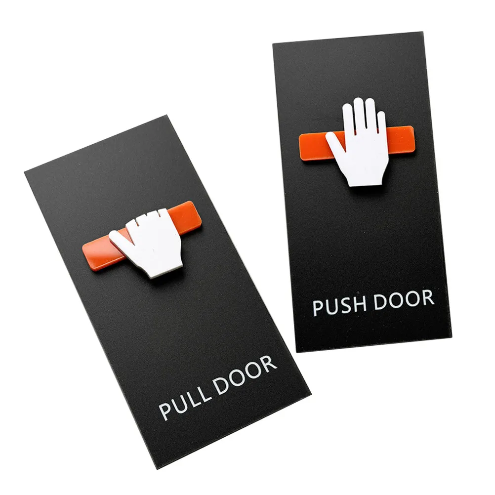 2pcs Push Pull Door Sign Acrylic Self Adhesive Entrance Decal For Office Store Hotel Bathroom Glass Wood Door