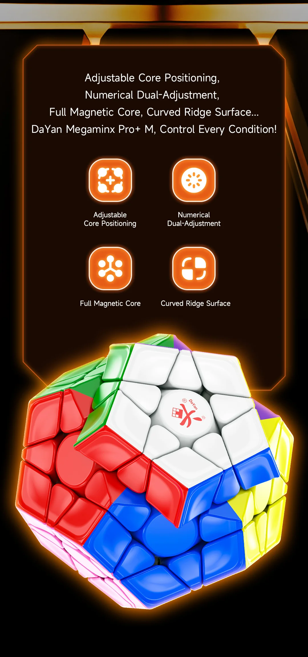 [Picube] DaYan Megaminx M pro+ 12 Sides Magnetic Cube Stickerless Professional Fidget Toys DAYAN Megaminx Cubo Magico Puzzle