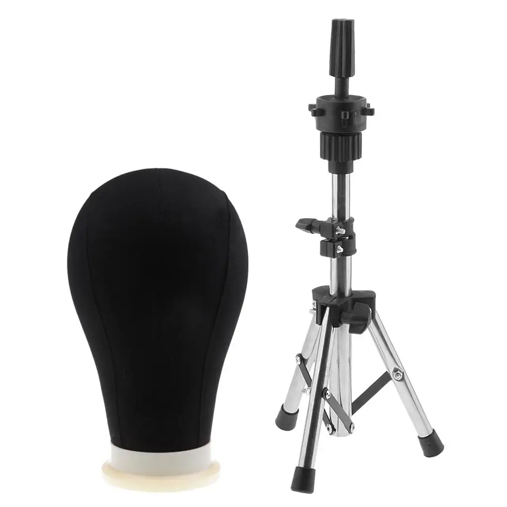 رأس عارضة أزياء من القماش لصنع الشعر المستعار مع مشبك حامل وحامل عرض متين لصالونات التجميل وتصفيف المنزل