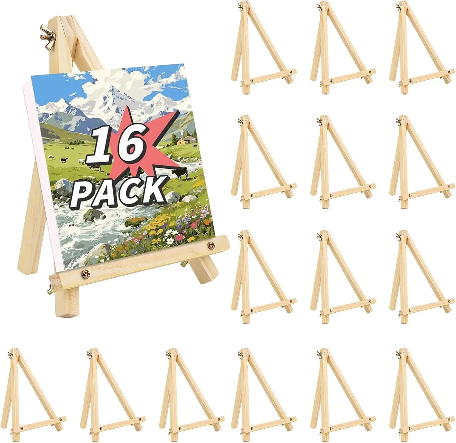 

Набор из 16 складных деревянных мольбертов для художников, студентов и проектов DIY - 9-дюймовые настольные подставки