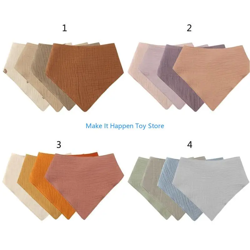 

28EC Newborn Solid Color Muslin Absorbent Saliva Towel Toddler Drool for Triangle Sca