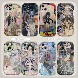 Aya Takano 3D Wave Case For iPhone 16 15 14 13 12 11 Pro Max Mini X XR XSMAX 8 7 6S Plus Luxury Soft Silicone Cover