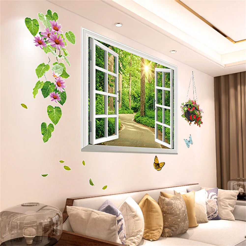 DIY Self-Adhesive Red Rose Wall Stickers For Living Rooms Bedroom Background Wall Decoration Creative Sticker Mural Home Decor