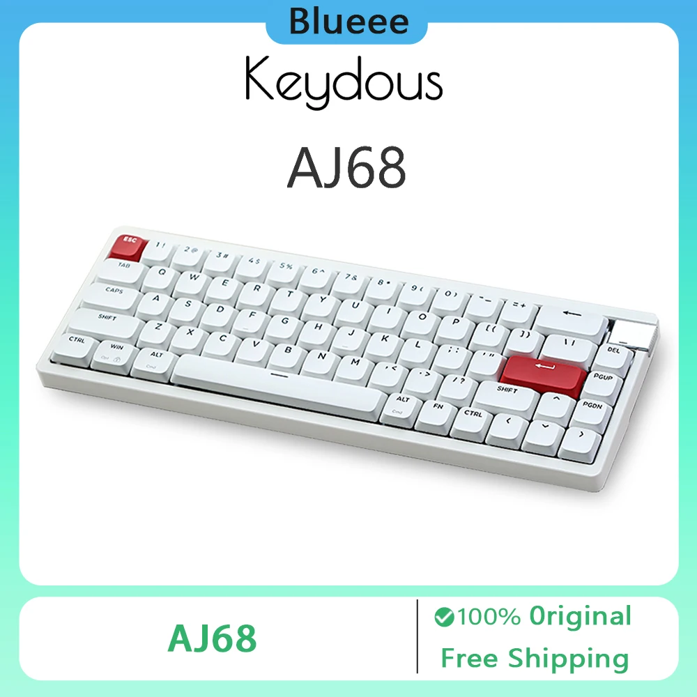 

Механическая клавиатура Keydous AJ68, низкопрофильная беспроводная трехрежимная прокладка, пользовательская офисная геймерская клавиатура MAC, программируемая полная клавиатура