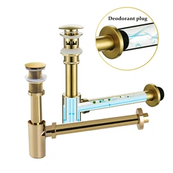 Gold Washbasin Deodorization Drain Bathroom Basin Bottle Trap Sink Siphon Pipe Kits Replacement Pop Up Filter Stopper Toilet