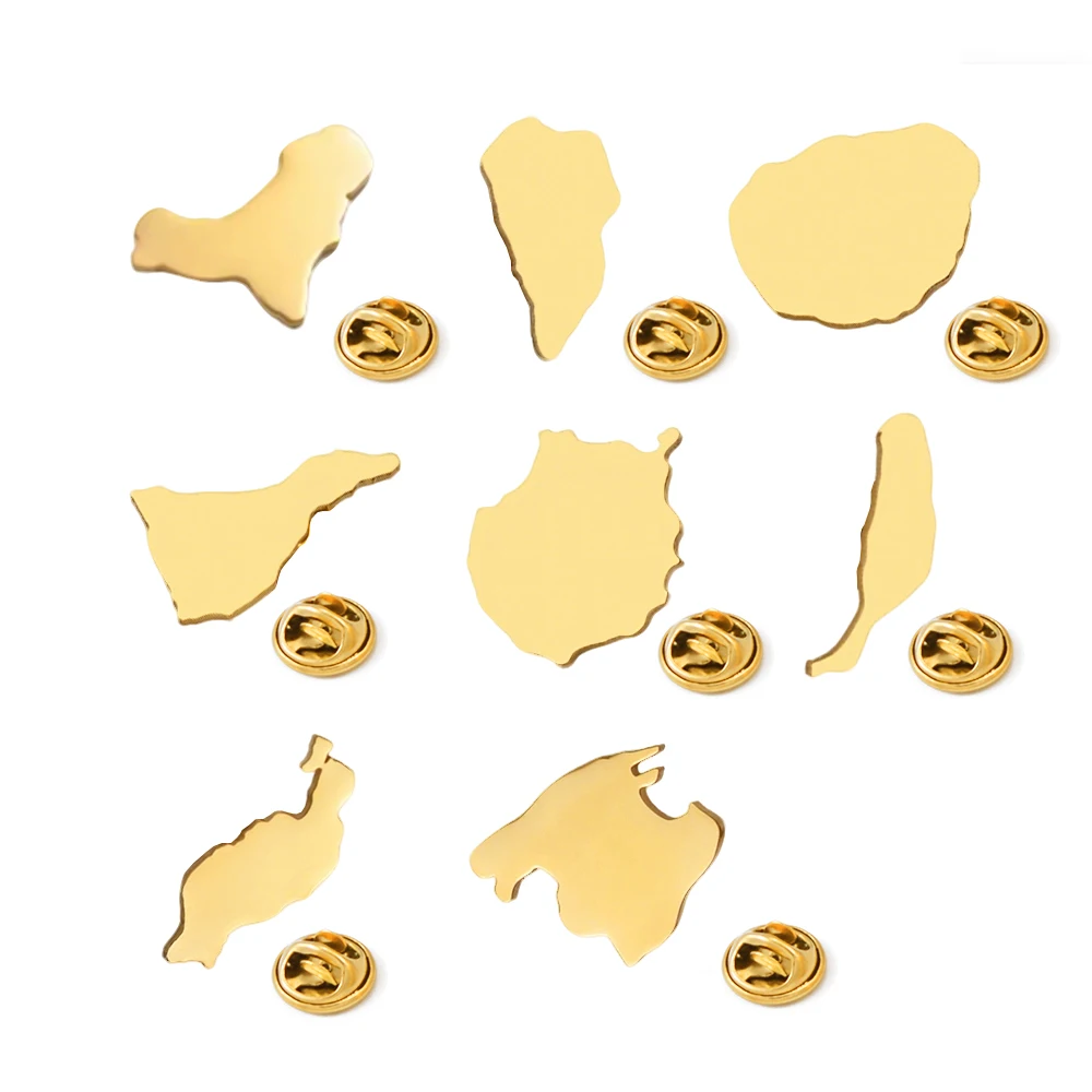 Broches de mapa de las Islas Canarias de España, Tenerife/Gran Canaria/Fuerteventura/La palma/Lanzarote/Mallorca, joyería para hombres y mujeres, 1 ud. # 537062