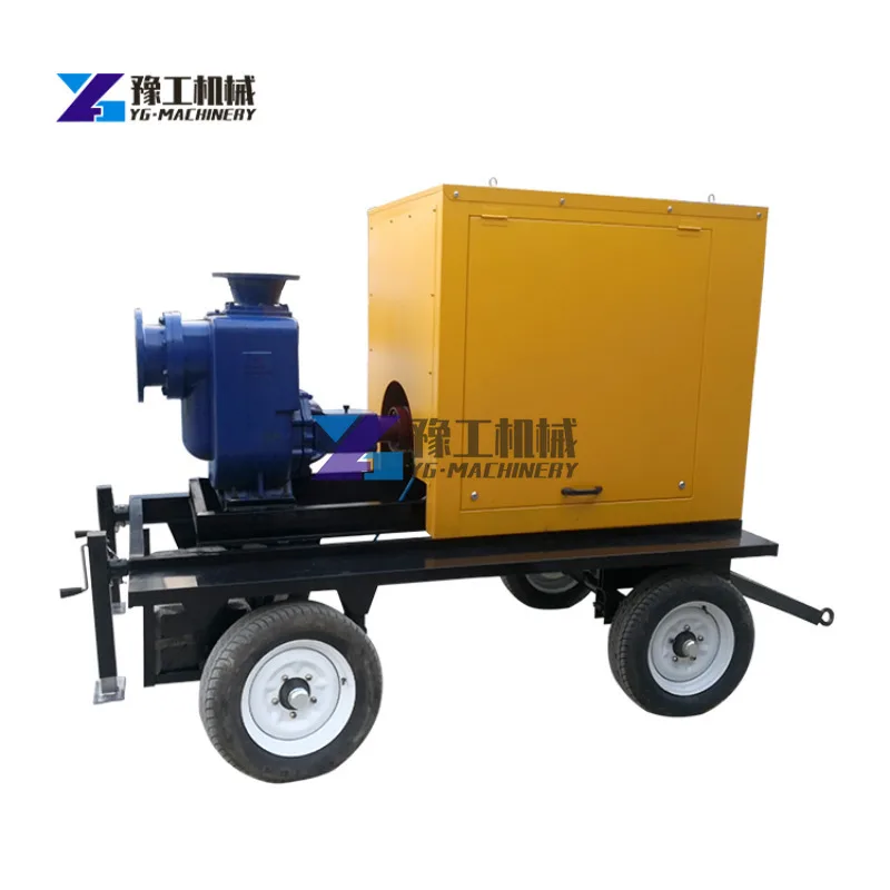 Big Flow Capacity Portable Trailer Mounted 10 Inch Diesel Self Priming Trash Pump