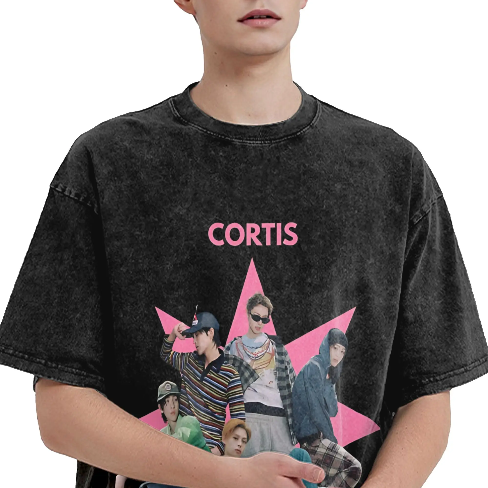 كورتيس الذهاب k البوب k-pop الفرقة المعبود تي شيرت الهيب هوب غسلها 100% القطن تي شيرت على طراز هاراجوكو للرجال النساء الشارع الشهير الصيف تي شيرت