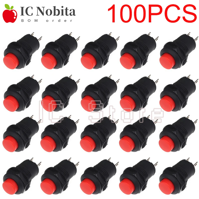 

100PCS DS-428 DS-427 Push Button Switch 12mm Momentary Self Locking Round Button Switch OFF- ON Red Green 3A 125VAC 1.5A 250VAC