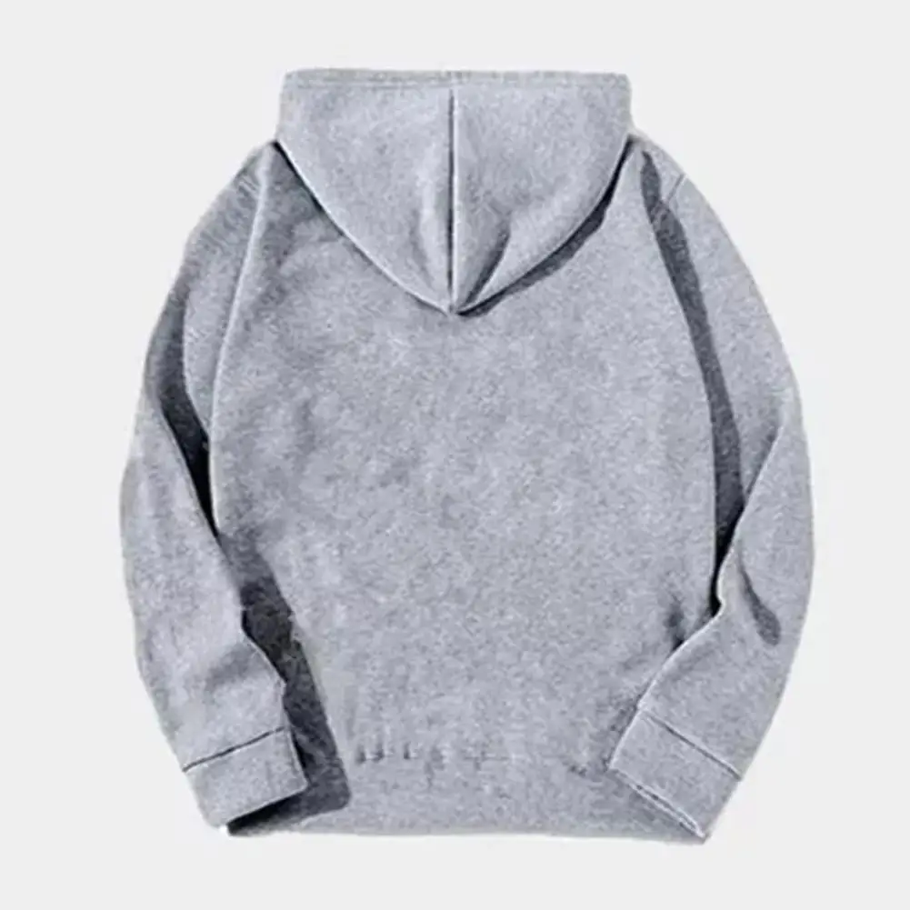 

Print Jumper Solid Color Hoodie Cozy Plush Hoodie for Couples Unisex Fall Winter Drawstring Sweatshirt with Patch Pocket Elastic