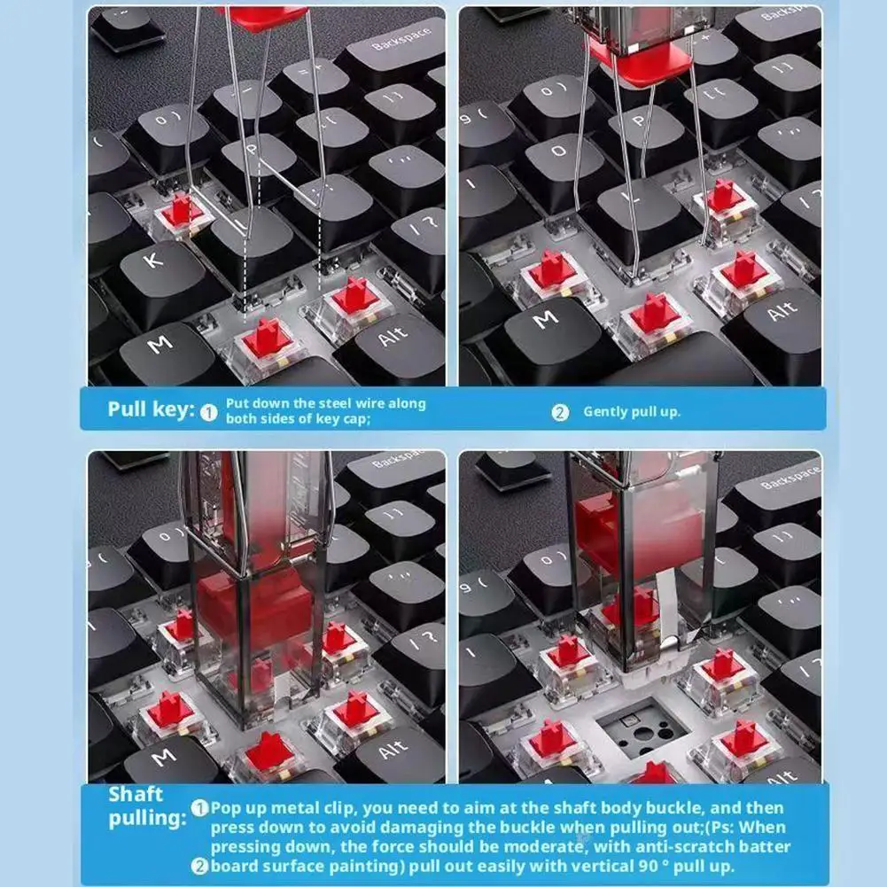 Extractor de llaves 2 en 1, extractor de teclas de teclado mecánico, herramienta de limpieza de teclado compacta y portátil