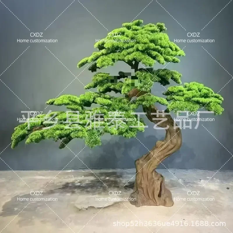 Large Artificial Podocarpus Tree New Chinese Style Indoor Porch Decoration Fake Pine Plant for Staircase Corner Landscaping