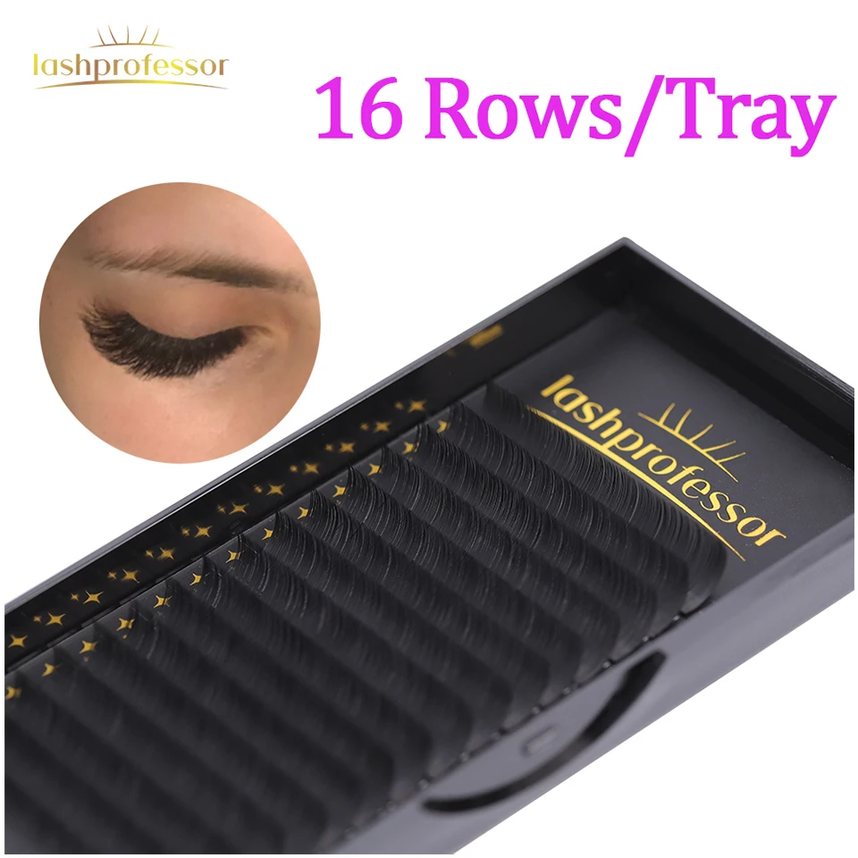 

Lashprofessor C/CC/D/DD Individual Supplier 16Rows/Tray Volume Faux Mink Lash Natural Soft Matte Black Lash Extension Maquiagem