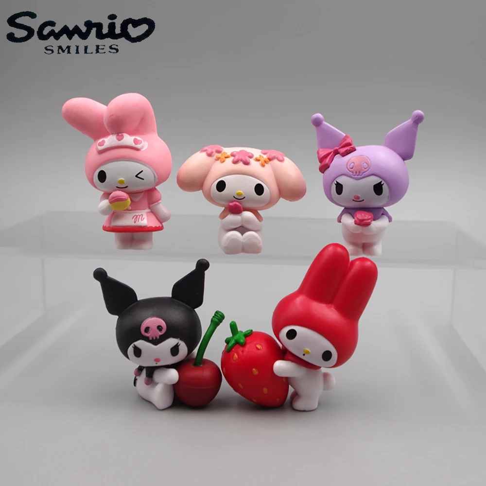 Sanrio Anime 5Cm Figure Melody Cinnamoroll Hello Kitty Kuromi Doll Kawaii Diy Cake Decoration Christmas Gifts For Childrens