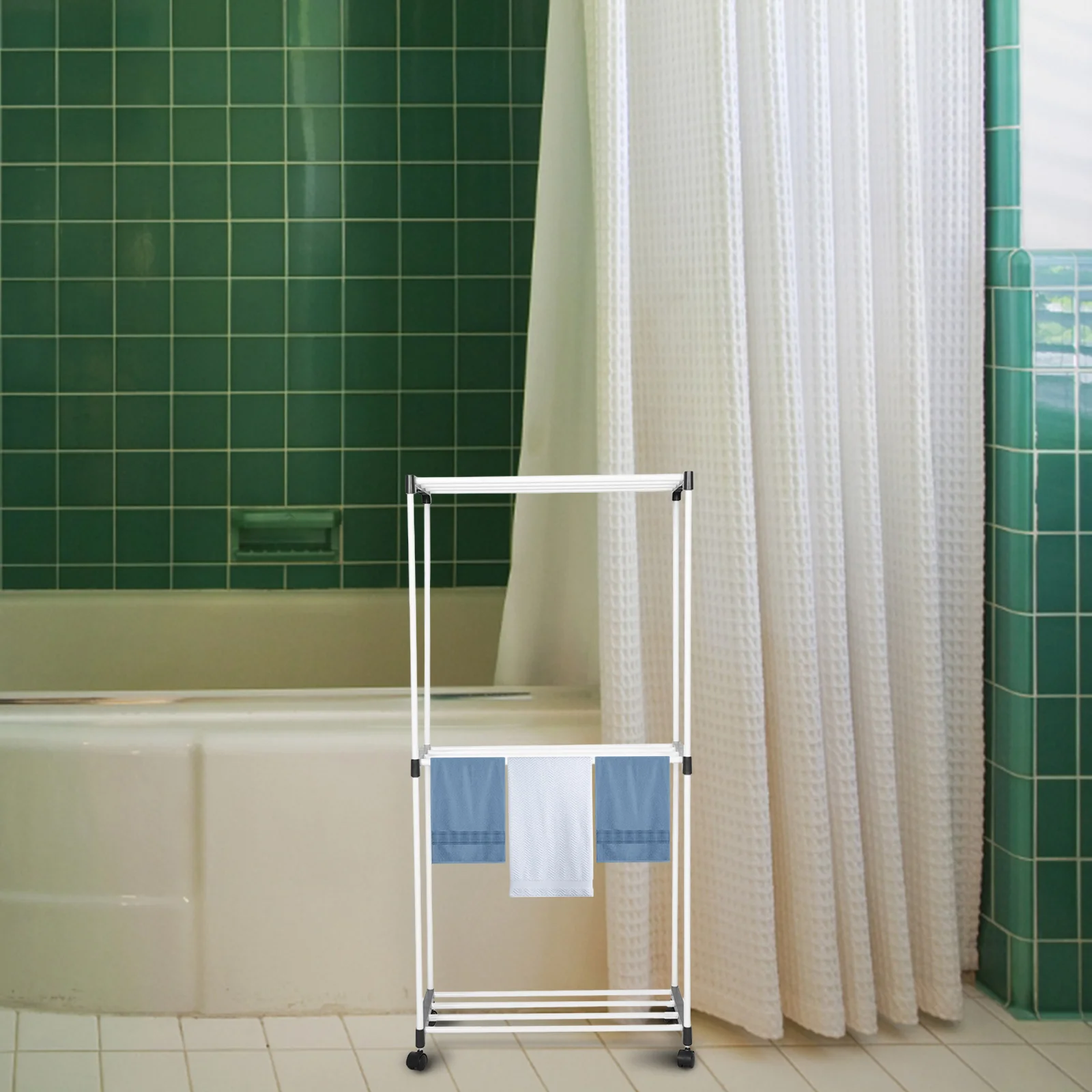 

Towel Rack Clothes Dryer Racks for Drying Bed Linen Small Laundry Multilayer Easy Mobility Portable Suitable Bathrooms Balconies