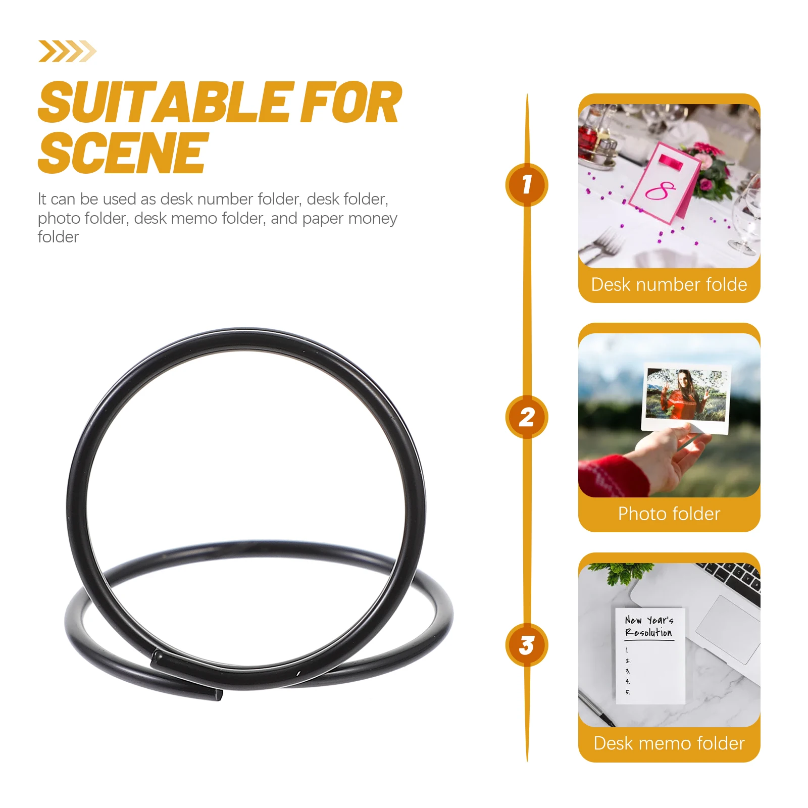 6pcs Metal Note Clips Black Double Layer Round Ring Memo Holder Wedding Table Number Holders Place Card Clips Mini Desk Holders