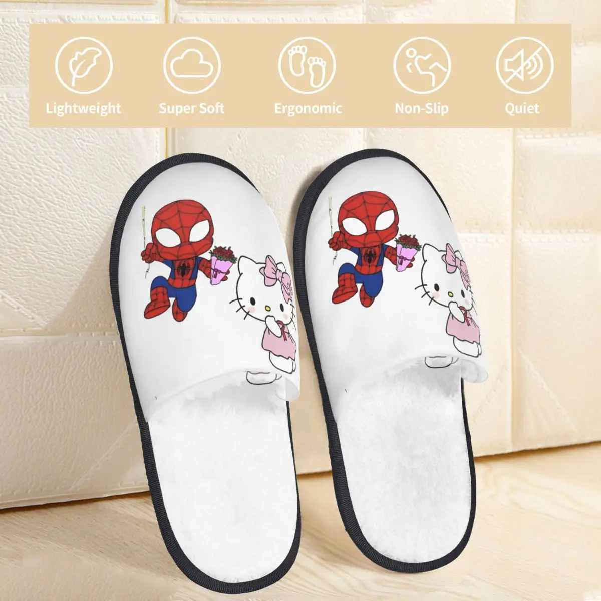 Человек-паук предлагает свадьбу, домашние тапочки с героями мультфильмов «Hello Kitty», мягкие домашние меховые тапочки для спальни, противоскользящие шлепанцы