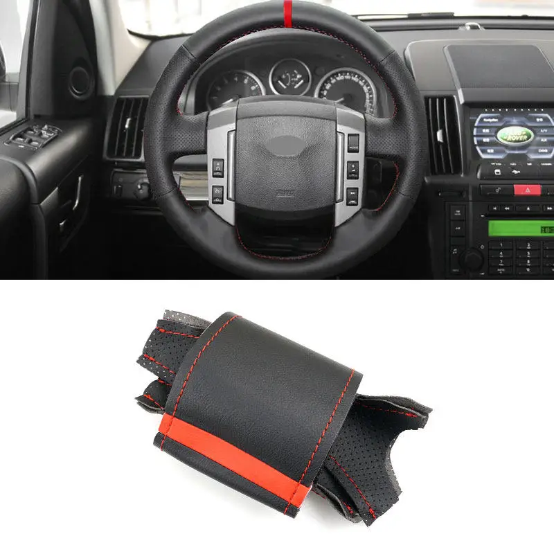 

For Land Rover Freelander 2 2007 2008 2009 2010 2011 2012 Hand-stitched Perforated Leather Car Inner Steering Wheel Cover Trim