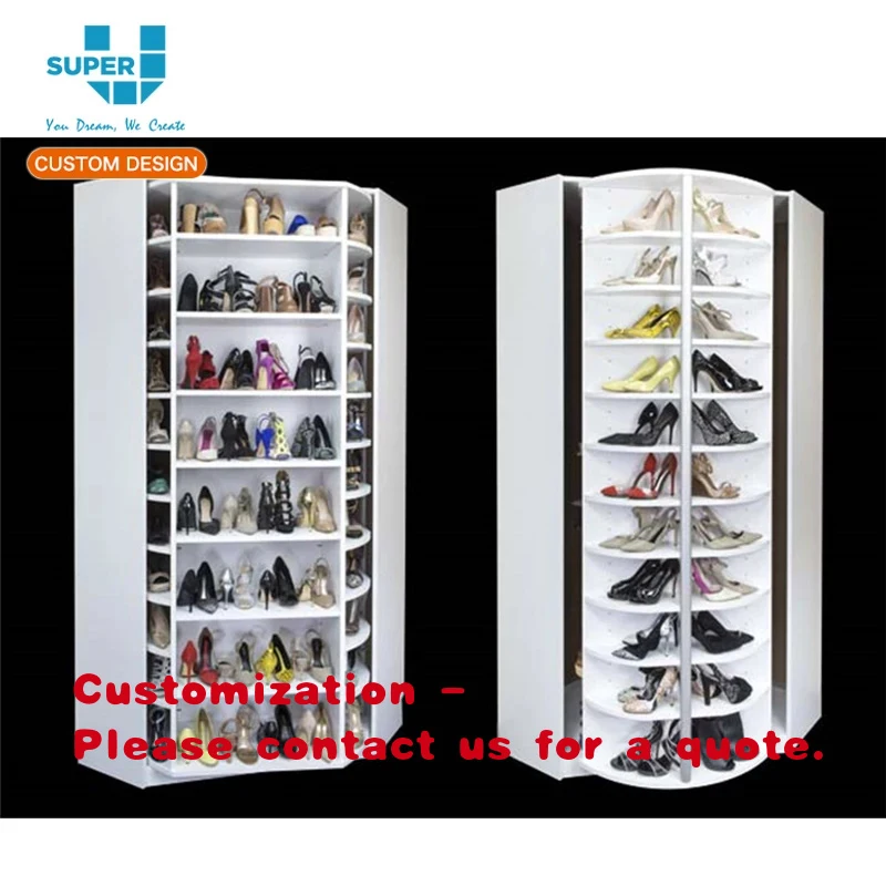 

custom.New Design Shoes Corner Wall Rotary Display Shelf Customized Rotating Wall Shelving Fashion Shoes Shop