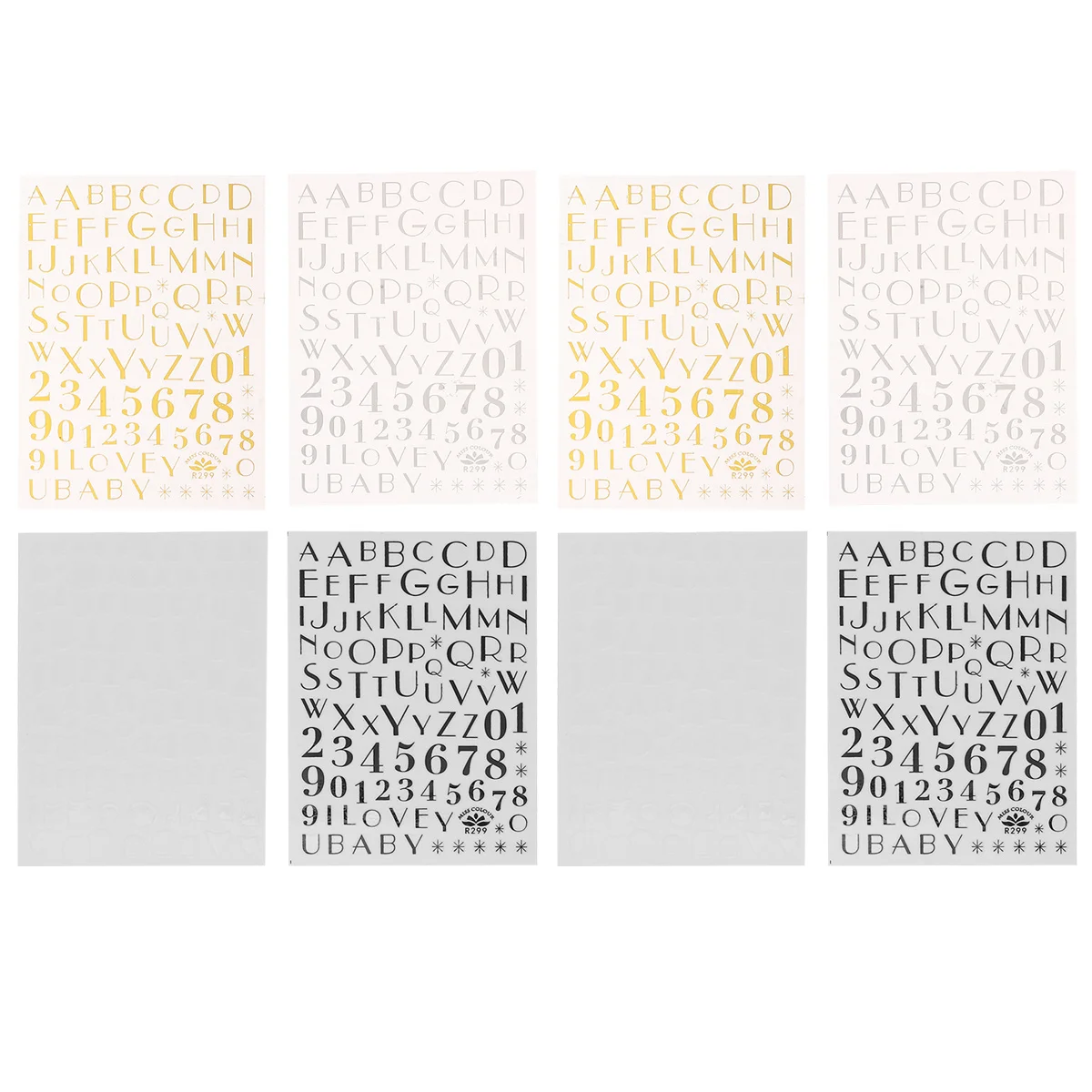 8 szt. Naklejek na paznokcie z wzorami liter, samoprzylepne naklejki DIY, kreatywne naklejki do manicure dla kobiet i dziewcząt na święta