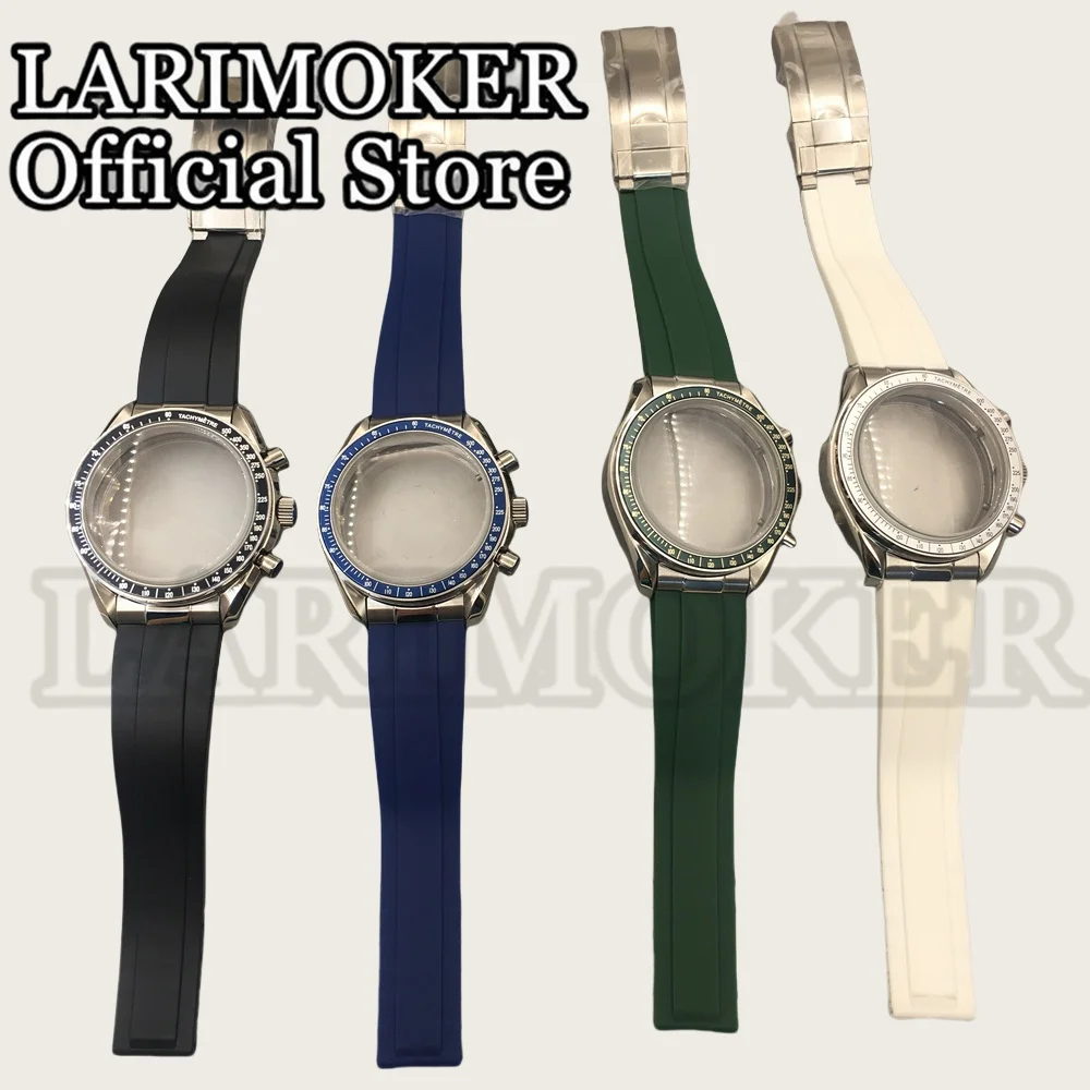 LARIMOKER 40mm fit VK63 VK64 movement Sapphire Glass Stainless Steel Case with White Green Blue Black Bezel Strap