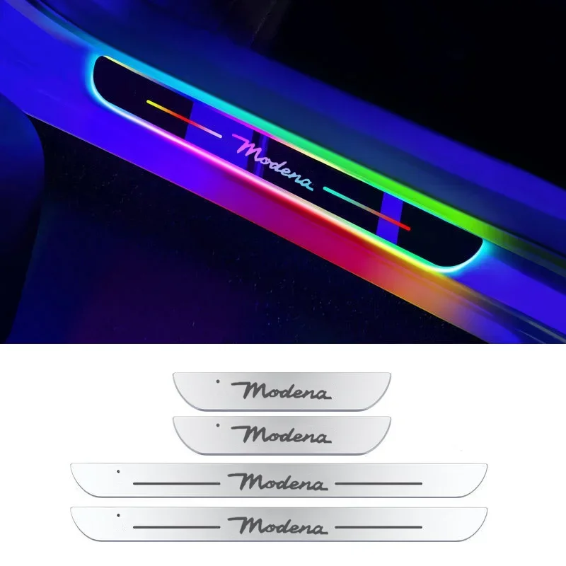 USB Power Moving Car LED Welcome Pedal Acrylic Pathway Front Rear Threshold Light for Maserati Modena Logo Interior Accessories