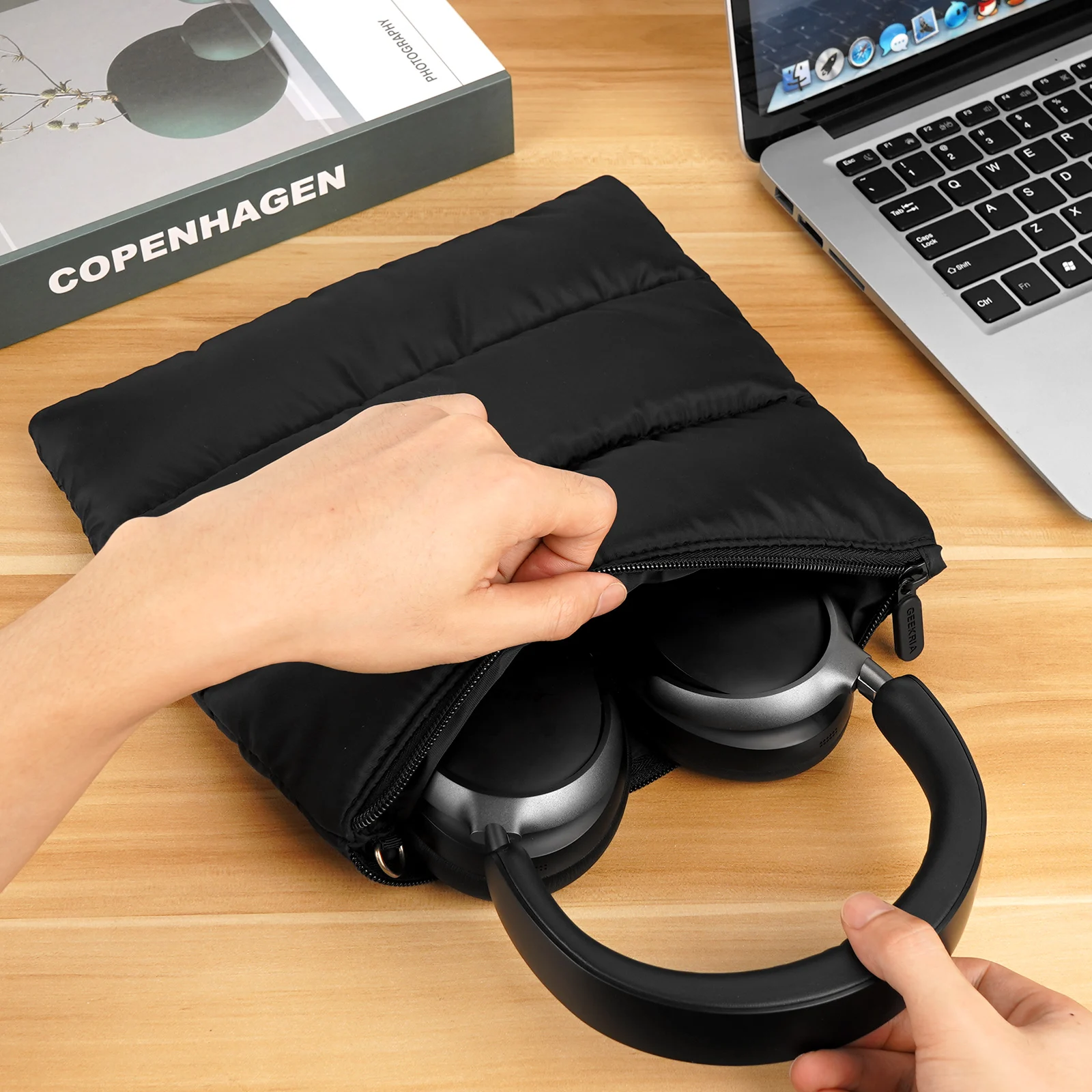 Geekria NOVA Puffy Etui na słuchawki do Bose QC Ultra, JBL Tune 520BT, 510BT, Sony WH-CH720N, XM5 – Miękka torba podróżna — zdjęcie produktu 6