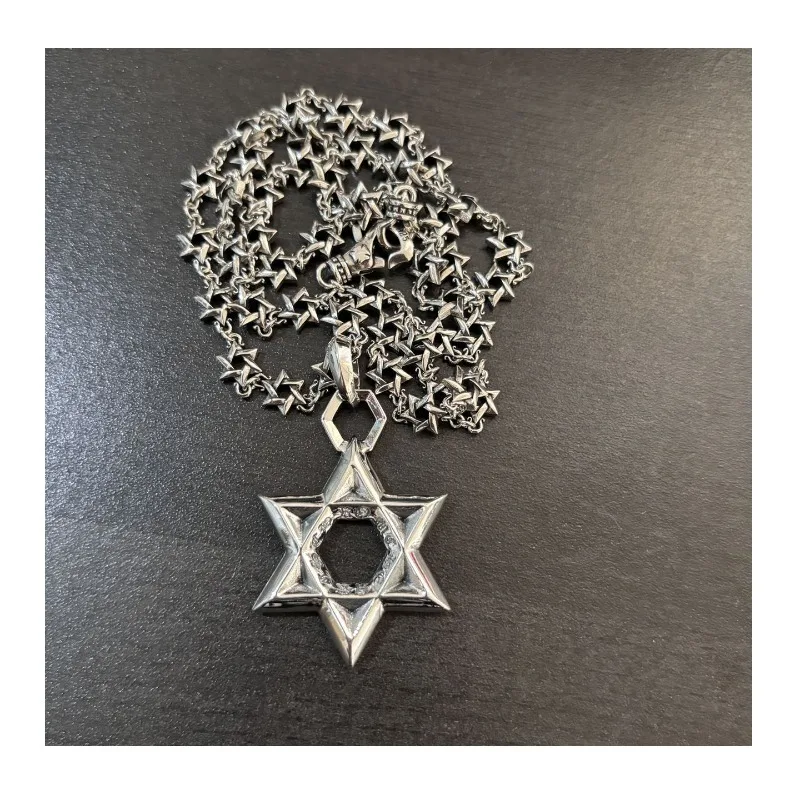 

Light Luxury Trendy Brand Hexagram Trend Fashion Retro Versatile Necklace Men and Women Fashion Simple Couple Versatile Accessor