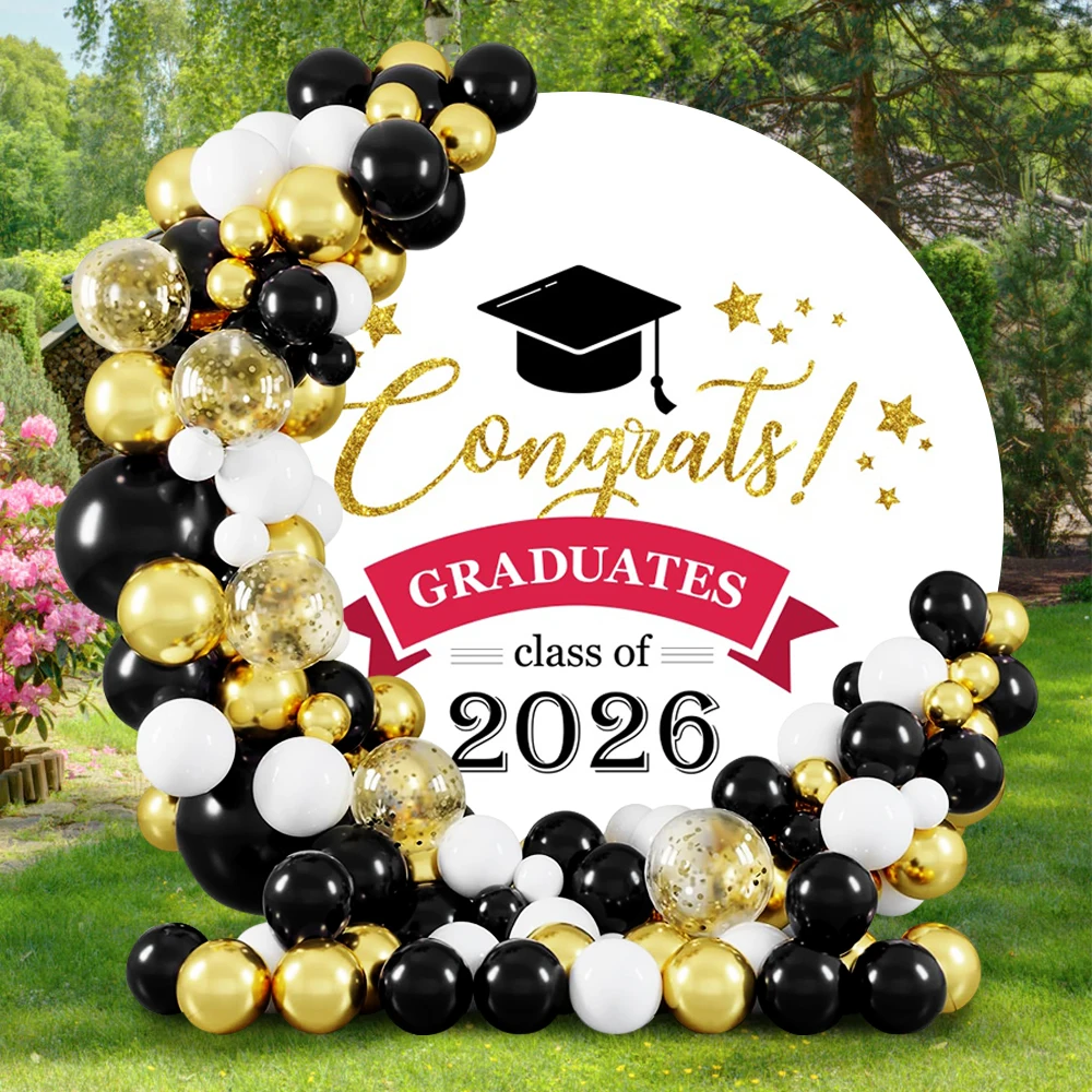 Class of 2026 Prom Round Backdrop Celebration Graduation Party Photocall Decoration Photographic Background Photo Studio Props