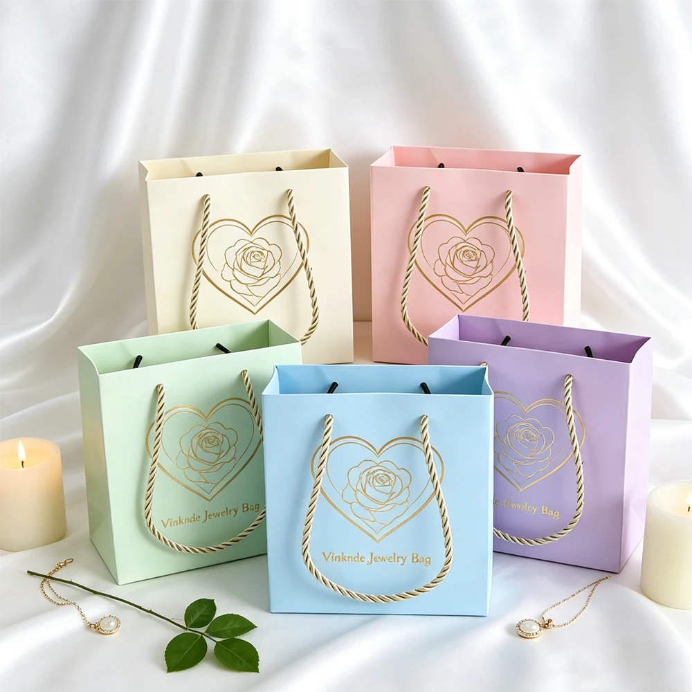 24-50-100pcs-14x7x15cm-custom-logo-jewelry-packaging-bags-paper-tote-bag-beige-grey-pink-handbags-wedding-gift-perfume-oil-bag